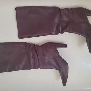 Elegant Burgundy Leather Women's Boots